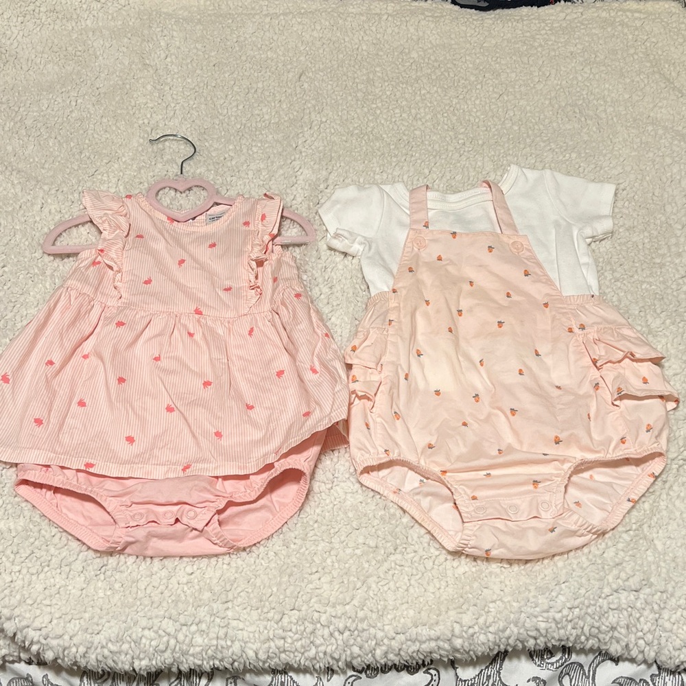 Carter's Light Pink Heart Print Romper and Dress Set